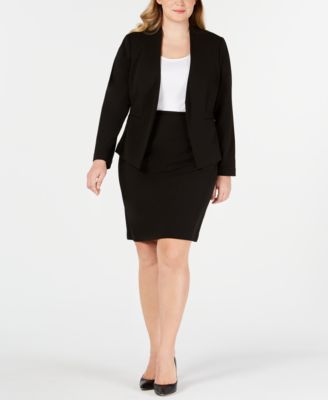 Plus Size Asymmetrical Jacket & Pencil Skirt