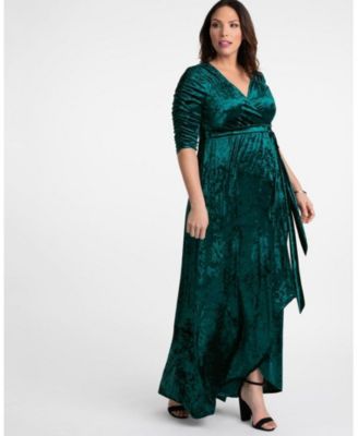 Plus Size Cara Velvet High Low Long Wrap Dress