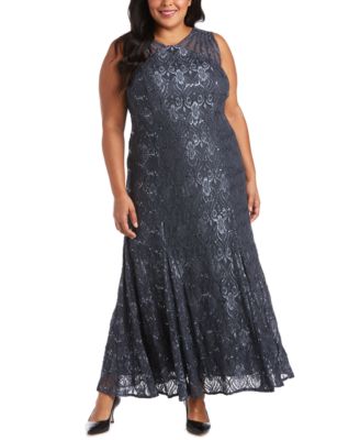 Plus Size Sequin Lace Gown