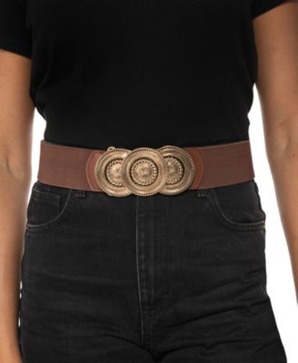 Round Buckle Stretch Belt, Regular and Plus Size<br>Round-Buckle Stretch Belt, Created for Macy’s