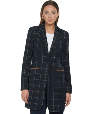 Women’s Windowpane One-Button Blazer