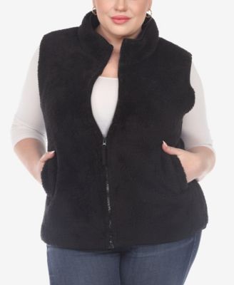 Plus Size Women’s Zip Up Sherpa Vest Jacket