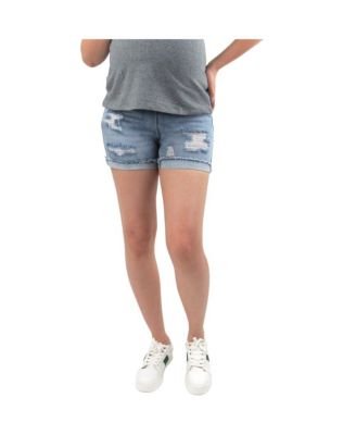 Maternity Destructed Cuffed Shorts with Under Belly