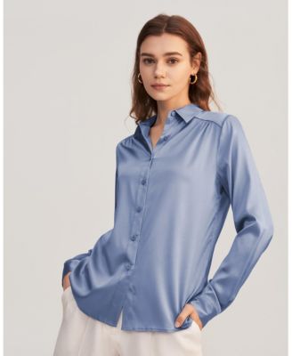 Women’s Long Sleeves Collared Silk Blouse