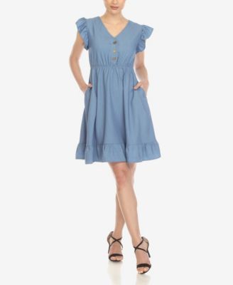 Women’s Ruffle Sleeve Knee-Length Dress