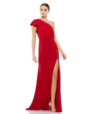 Women’s Ruffled One Shoulder Draped Gown