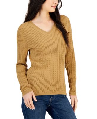 Women’s Cotton Cable Ivy V-Neck Sweater