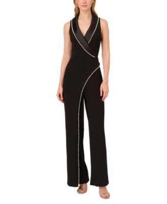 Women’s Imitation Pearl Crepe Tuxedo Jumpsuit