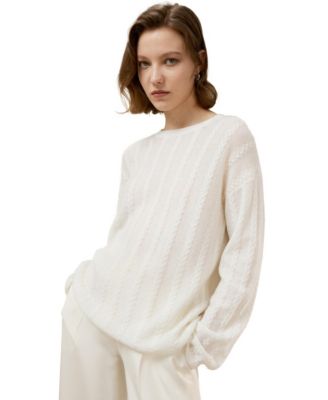 Women’s Semi-Sheer Cashmere Cable-knit Sweater