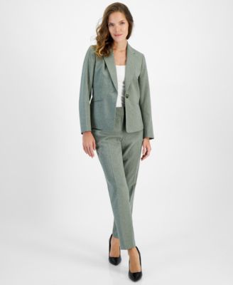 Pinstripe One-Button Jacket & Slim-Fit Pantsuit, Petite & Regular