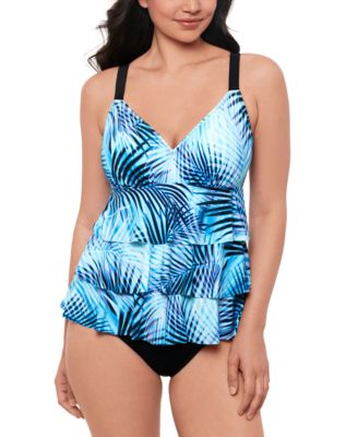 Women’s Leaf It Alone Tiered Fauxkini One-Piece Swimsuit, Created for Macy’s