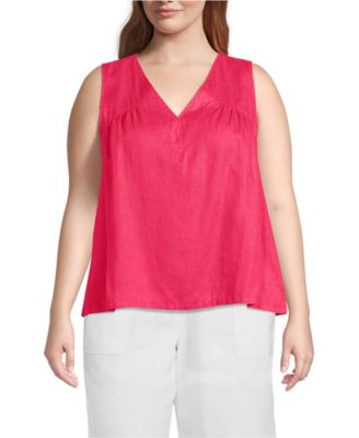 Plus Size Linen V Neck Top