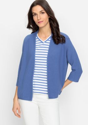 Women’s 100% Cotton 3/4 Sleeve Open Front Cropped Cardigan