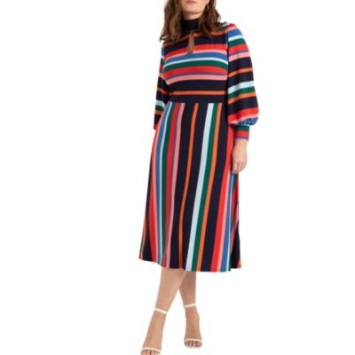 Plus Size A-Line Dress With Puff Sleeves