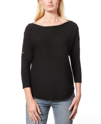 Women’s Dolman-Sleeve Buttoned-Sleeve Sweater