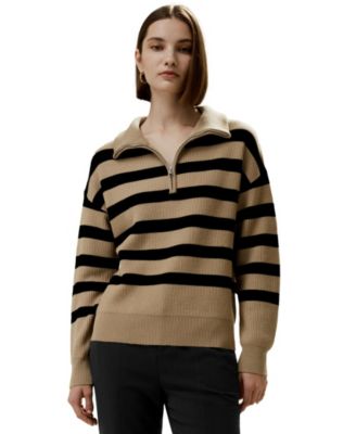 Collared Quarter-Zip Wool Sweater for Women