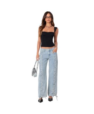 Women’s Laced Up Low Rise Jeans