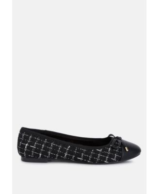 Junpey Plaid Tweed Ballet Flats