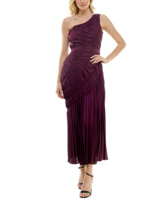 Women’s Asymmetric Ruched Pleated One-Shoulder Gown