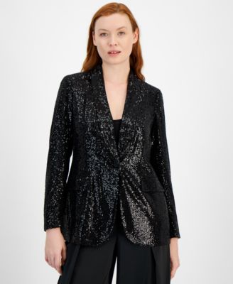 Women’s Sequin One-Button Blazer