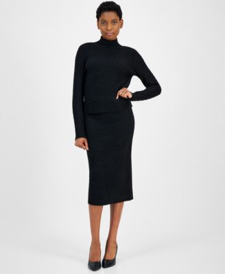 Women’s Diamond-Stitch Sweater & Midi Skirt