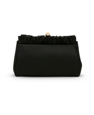 Woman’s Olivia Satin Ruffle Top Pouch Clutch