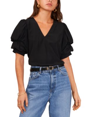 Women’s Tiered Bubble-Sleeve Blouse