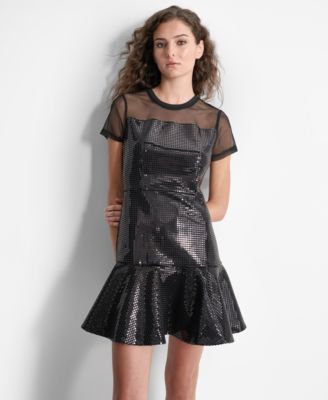 Women’s Sequin Ruffled-Hem Mini Dress