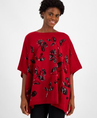 Women’s Sequin-Detail Poncho Top