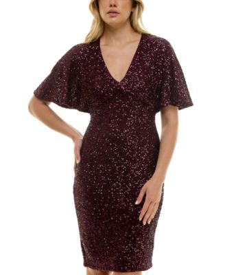 Women’s Short-Sleeve Sequined Shift Dress