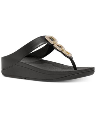 Women’s Fino Crystal Chain Leather Toe-Post Sandals