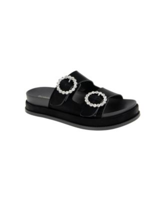 Women’s Batina Rhinestone Buckle Double Band Flat Sandals