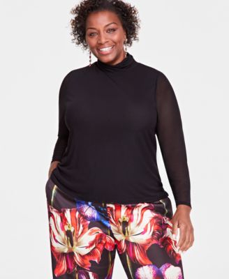 Plus Size Mesh Turtleneck, Created for Macy’s