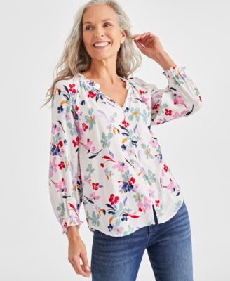 Petite Pattern Woven Top, Created for Macy’s