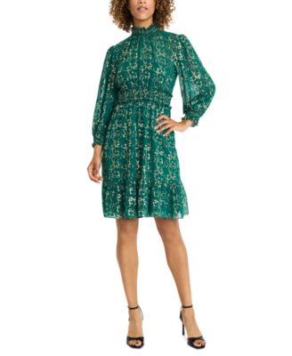 Women’s Printed Smocked Fit & Flare Dress