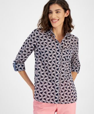 Women’s Heartlock Roll-Tab-Sleeve Cotton Top