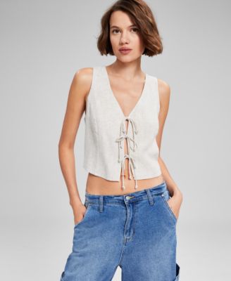 Women’s V-Neck Tie-Front Sleeveless Top, Created for Macy’s