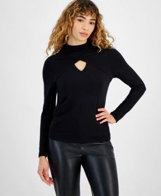 Women’s Long-Sleeve Keyhole Knit Top, Created for Macy’s