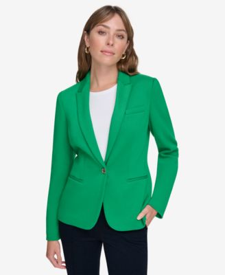 Women’s Scuba Peak-Lapel Long-Sleeve Blazer