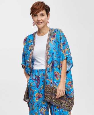 Women’s Linen Blend Printed Kimono, Created for Macy’s