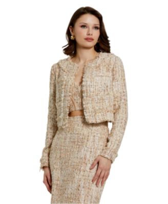 Women’s Long Sleeve Cropped Boucle Jacket