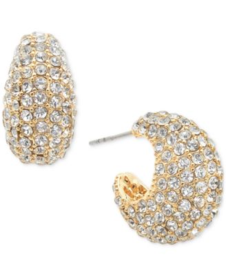 Gold-Tone Small Pavé C-Hoop Earrings, 0.85″, Created for Macy’s