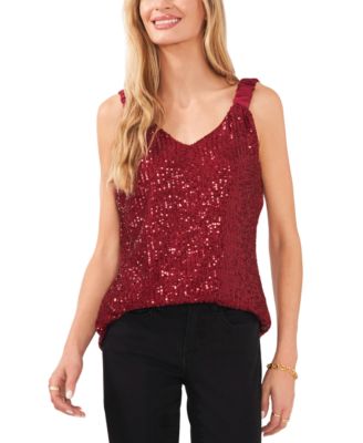 Women’s Sequin V-Neck Sleeveless Top