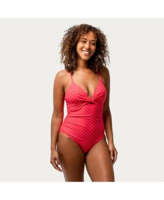 Women’s Polka Dot Twist Front One-Piece Swimsuit