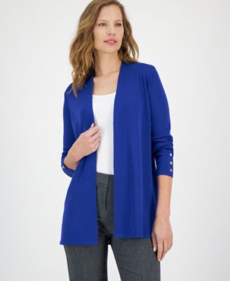 Petite Carmel Open-Front Long-Sleeve Cardigan