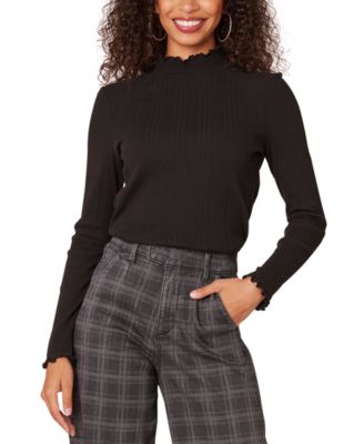 Petite Ribbed-Knit Mock Neck Sweater