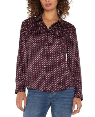 Women’s Printed Flap-Pocket Blouse