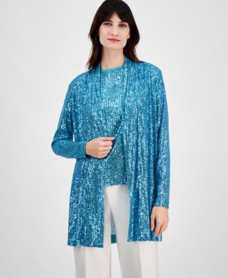 Women’s Sequin Embellished Open-Front Jacket