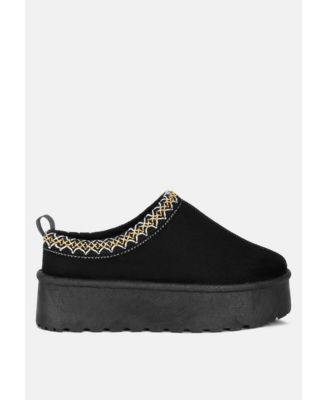 Struter Embroidered Platform Fur Classic Slip-On