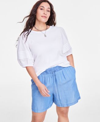 Trendy Plus Size Puff-Sleeve Knit Top, Created for Macy’s